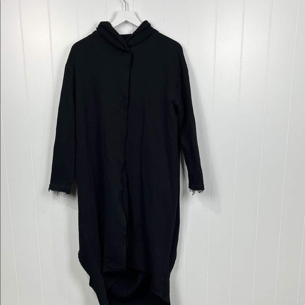 Nuovo Borgo (Italian) Womens Cardigan L Black Snap Button Pockets Raw Seams EUC